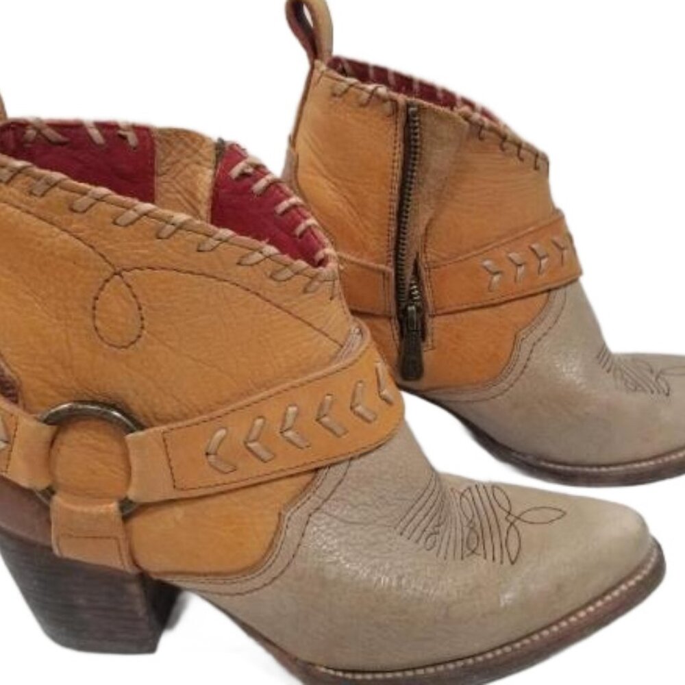 AwEsOmE! BED STU Tania Cafe Latte Lux Zip Leather Ankle boots Booties 9.5 - Picture 11 of 12